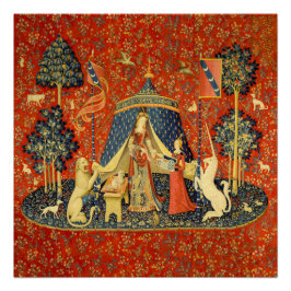 Póster Dama y Unicornio Tapiz Medieval: Arte Francés