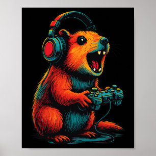 Póster Damaníaco de Videojuegos Hirax de Roca Awawa Diver