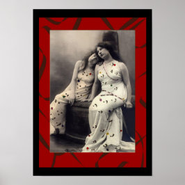 Póster Damas con cabello largo imagen victoriana