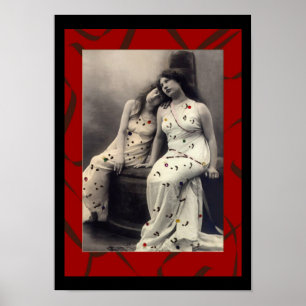 Póster Damas con cabello largo imagen victoriana