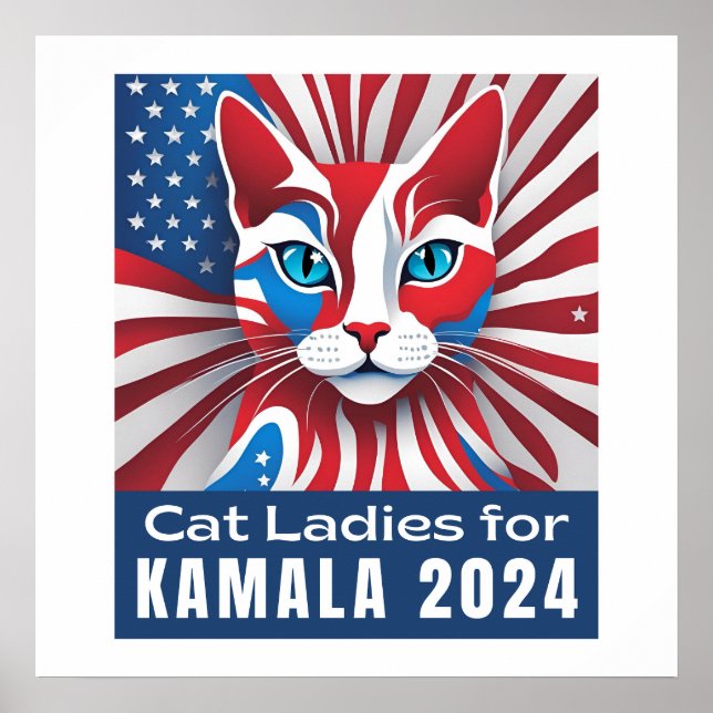 Póster Damas de gato para los demócratas de Kamala 2024 (Frente)