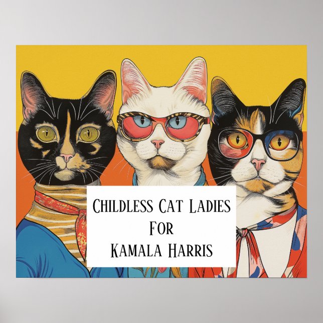 Póster Damas De Gato Sin Niños Para Kamala (Frente)