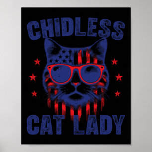 Póster Damas de gatos sin hijos para Kamala Vintage 2024