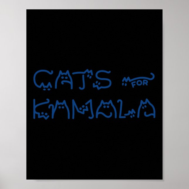 Póster Damas De Kamala Cat Typography Alphabet Cute Sim (Frente)