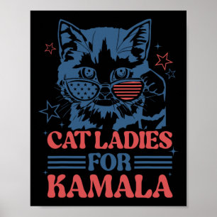 Póster Damas De Kamala, Divertido Gato Presidente Kamala-
