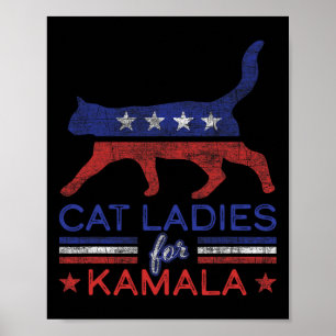 Póster Damas De Kamala, Un Gato Demócrata Divertido Para