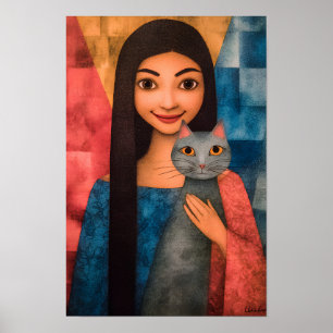 Póster Damas & Gatos – Colección de Retratos Vintage 1