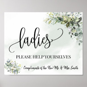Póster Damas habitación en polvo boda eucalipto