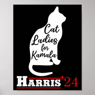 Póster Damas Para Kamala, Divertido Gato 2024 Presidente 