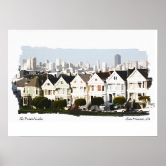 Póster Damas pintadas de la acuarela de San Francisco