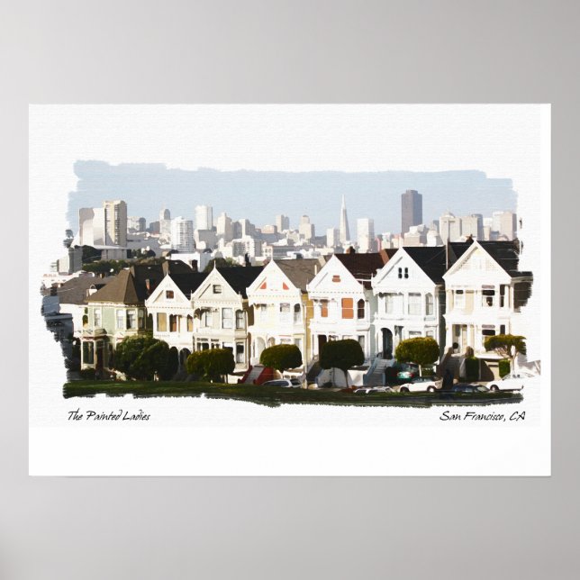 Póster Damas pintadas de la acuarela de San Francisco (Frente)