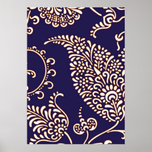 Póster Damask vintage paisley patrón de moda floral