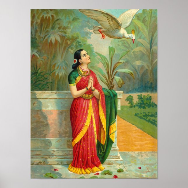 Póster Damayanti y el cisne de Raja Ravi Varma (Frente)