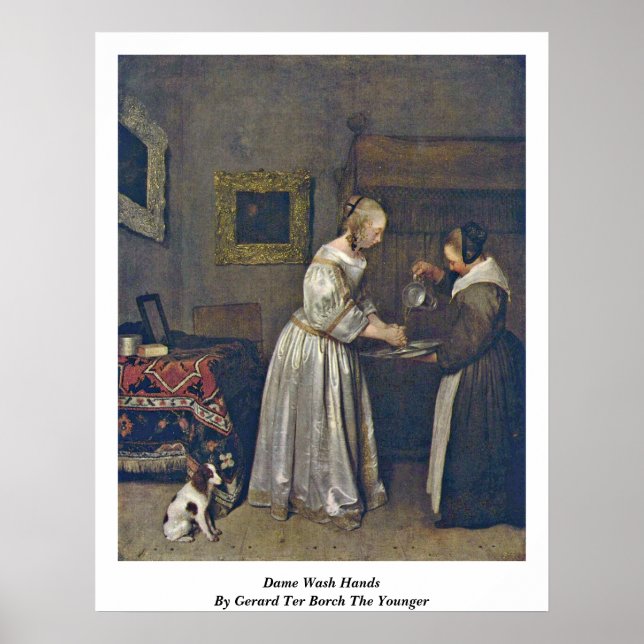 Póster Dame Wash Hands De Gerard Ter Borch El Joven (Frente)