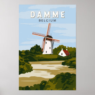 Póster Damme Belgium Retro Viaje Art Vintage