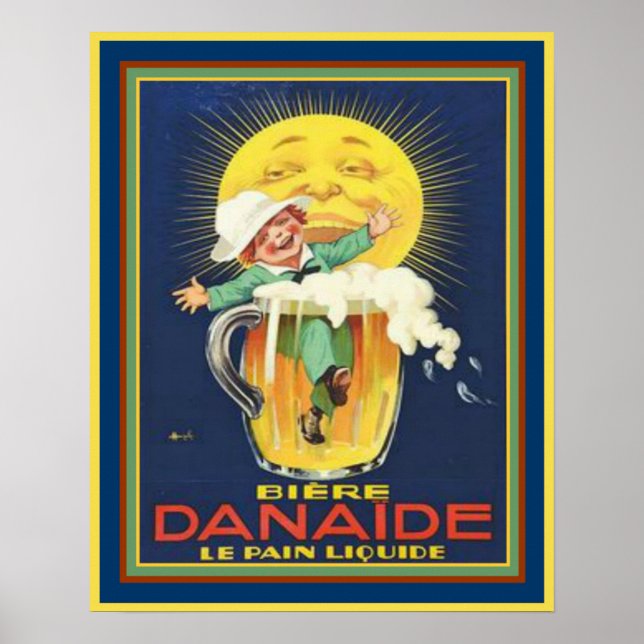 Póster Danaide - Anuncio de cerveza francesa de época 16x (Frente)