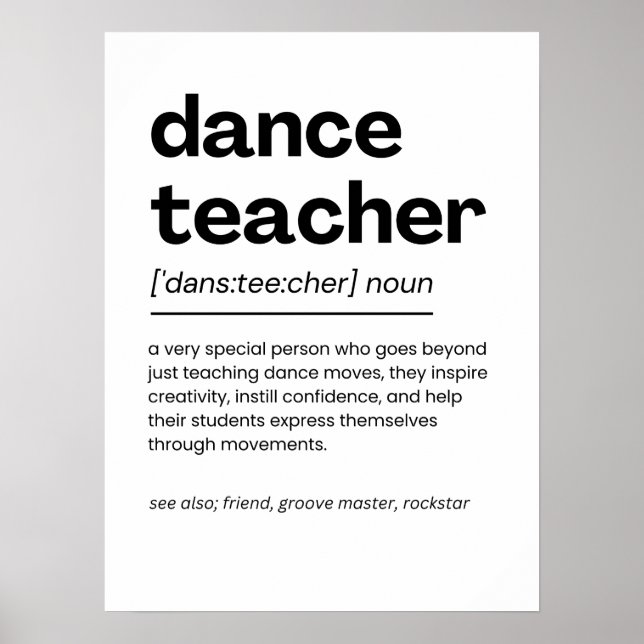Póster Dance: Apreciación del profesor de danza regalo de (Frente)