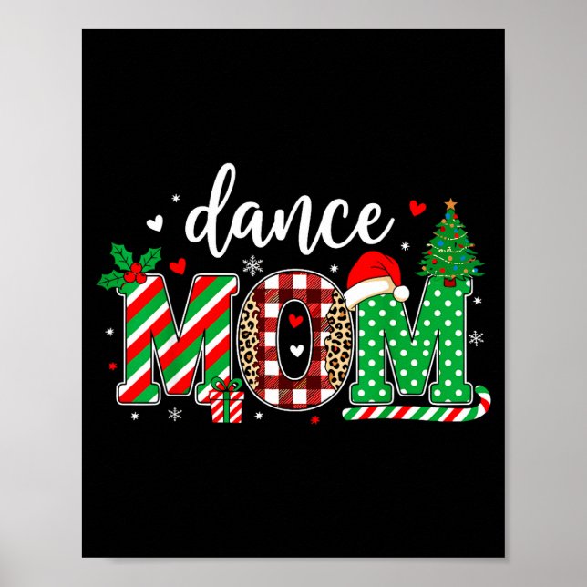 Póster Dance Mom Christmas Buffalo Plaid Leopard Santa Ha (Frente)