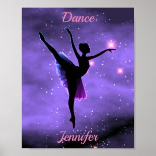 Póster Dance Pink & Purple Galaxy Poster w/ Name