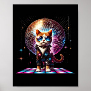 Póster Dancing Cat Disco Ball Kitten Kitty Lover Funny Pa