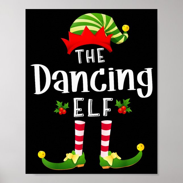 Póster Dancing Christmas Elf Matching Pajama X-mas Party  (Frente)