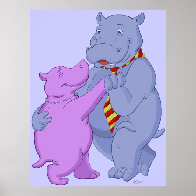 Póster Dancing Hippo Tango Poster Imprimir (Frente)
