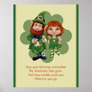Póster Dancing Leprecauns Pixel Art St. Patrick's Day