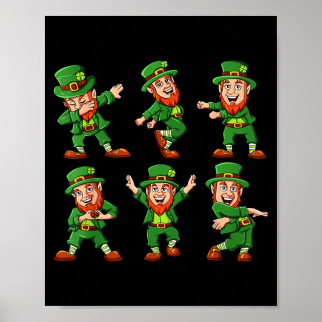 Póster Dancing Leprechauns St Patrick's Day Funny Boys Gi (Frente)