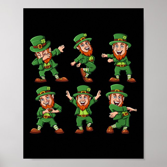 Póster Dancing Leprechauns St Patrick's Day Funny Boys Gi (Frente)