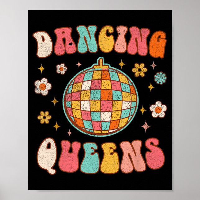 Póster Dancing Queen Retro Bridesmaids Disco Bachelo de l (Frente)