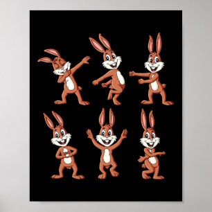 Póster Dancing Rabbits Desafío de baile del día de Pascua