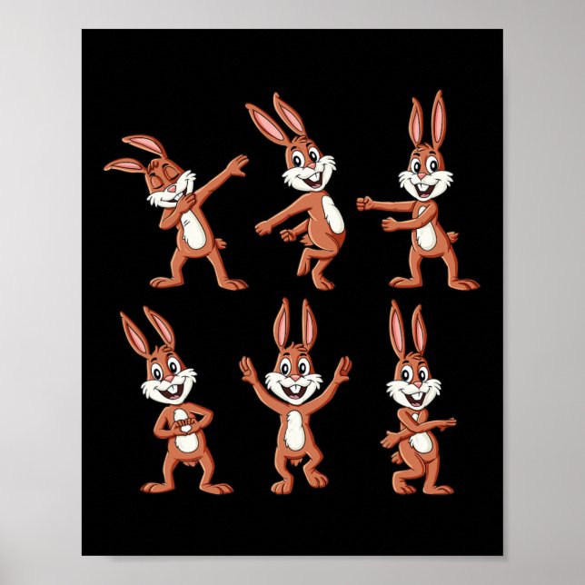 Póster Dancing Rabbits Desafío de baile del día de Pascua (Frente)