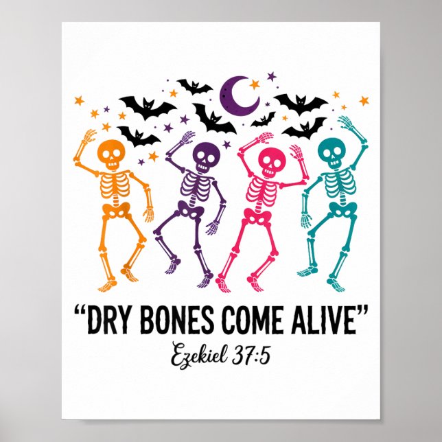 Póster Dancing Skeleton Dry Bones Come Alive Christian Ha (Frente)