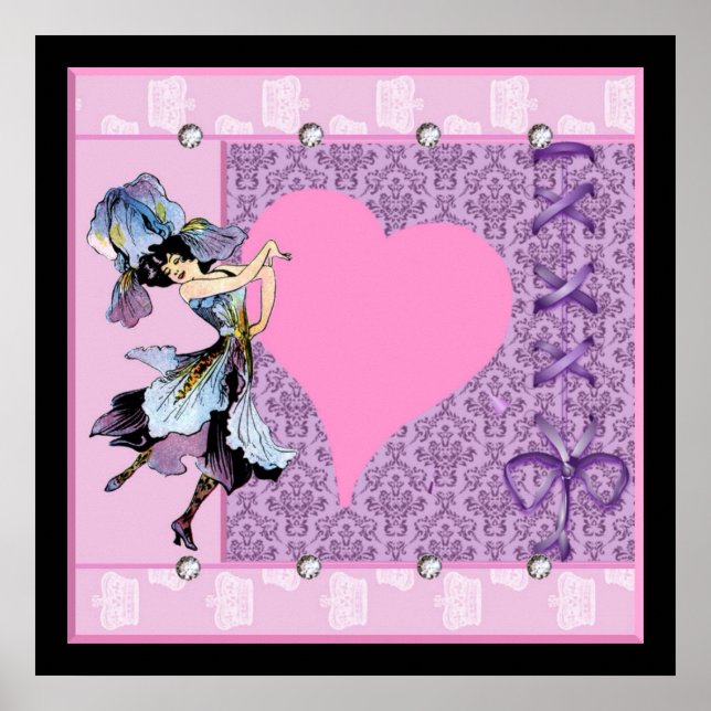 Póster Dancing Vintage Flower Fairy Fantasy Design LeahG (Frente)