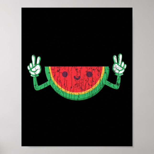 Póster Dancing Watermelon Funny Summer Fruit Lover Graphi (Frente)