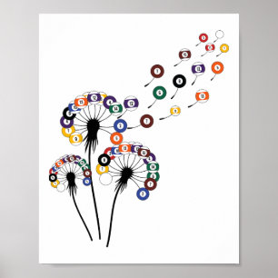 Póster Dandelion Billiard Shirt Billiard Player Mujeres B