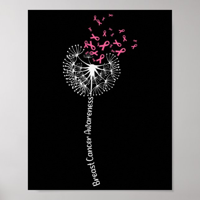 Póster Dandelion Cáncer de Mama Guerrero de Concienciació (Frente)