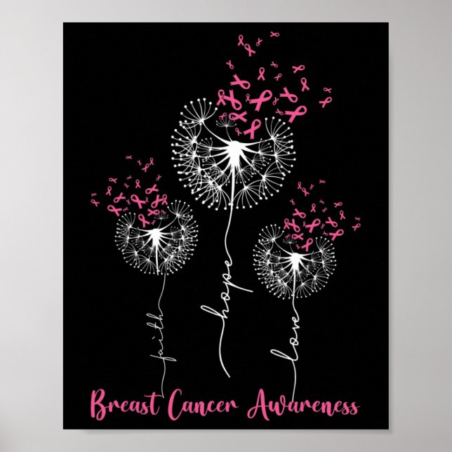 Póster Dandelion Faith Hope Love Mama Cancer Awareness (Frente)