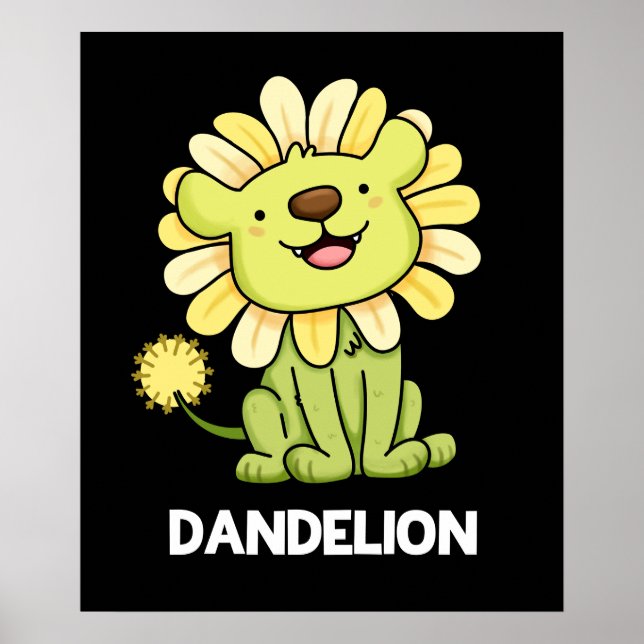 Póster Dandelion Funny Lion Pun Dark BG (Frente)