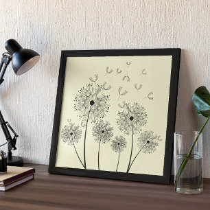 Póster Dandelion Line Art