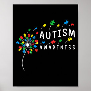 Póster Dandelion Puzzle Piece Guay Autism Niños Chicas Ni