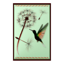 Dandelion y el pequeño Poster Green Hummingbird