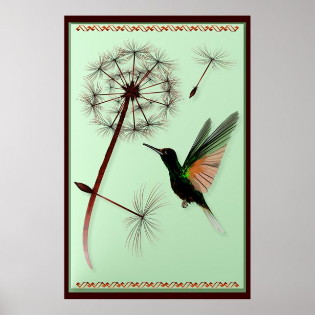 Póster Dandelion y el pequeño Poster Green Hummingbird (Frente)