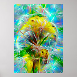 Póster Dandelions etéreos en Neon Dreamscape