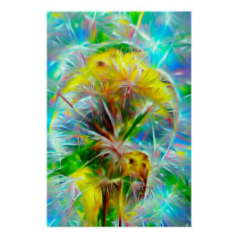 Póster Dandelions etéreos en Neon Dreamscape
