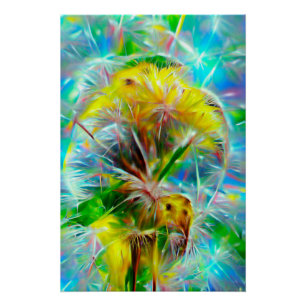 Póster Dandelions etéreos en Neon Dreamscape