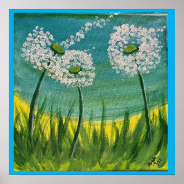 Póster Dandelions - Pintura original y poema