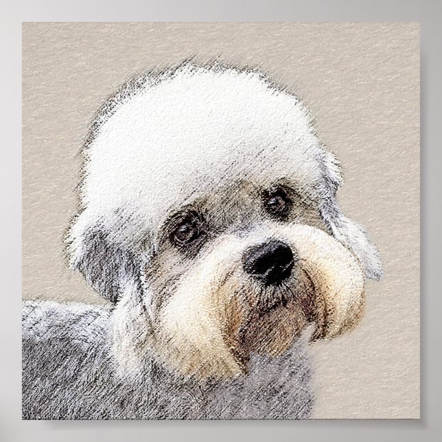 Póster Dandie Dinmont Terrier Pintura Original De Perro (Frente)