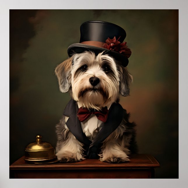Póster Dandie Dinmont Terrier Vestimenta Victoriana (Frente)