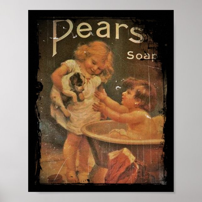 Póster Dando a la cachorra un baño con jabón de peras (Frente)